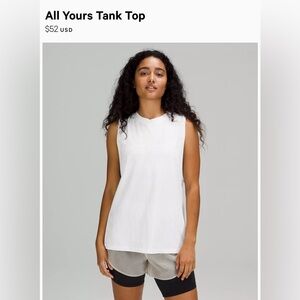 Lululemon. All yours tank. Wash pink color. Size 4. Brand new with tags.